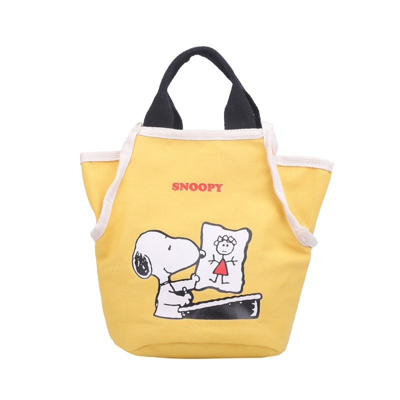 画像5:  Snoopy Canvas Bucket Tote Shoulder Crossbody Bag Shopping Bag スヌーピーキャンバスバケットトートショルダークロスボディーバッグ (5)