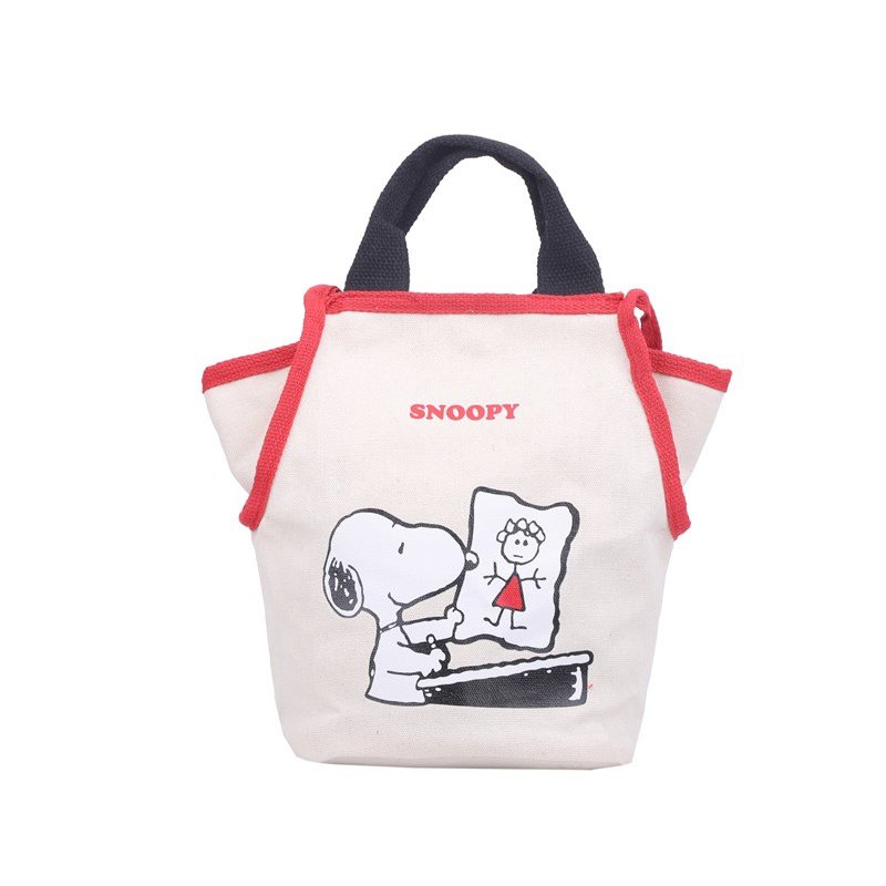 画像2:  Snoopy Canvas Bucket Tote Shoulder Crossbody Bag Shopping Bag スヌーピーキャンバスバケットトートショルダークロスボディーバッグ (2)