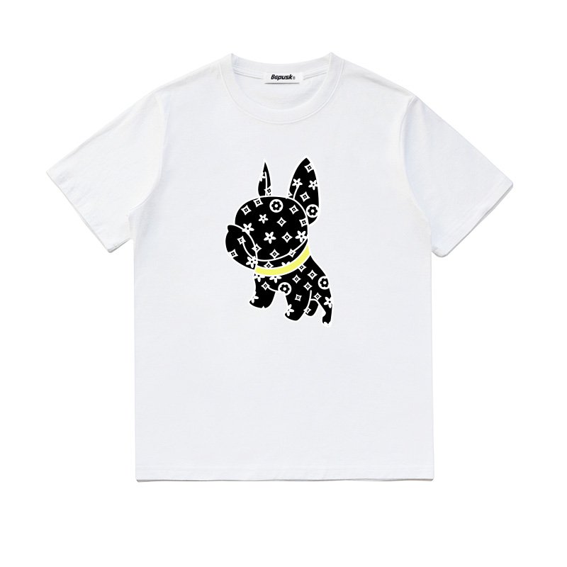 画像6:  Unisex Bulldog Print short-sleeved T-shirt　男女兼用　ユニセックス　ブルドッグ犬ドッグプリントTシャツ (6)