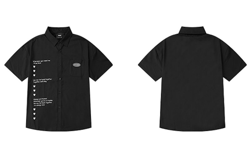 画像3: Unisex heart and alphabet letter print short sleeve shirt　男女兼用 ユニセックス デザインユニセックス ハート＆アルファベットレタープリント半袖シャツ　 (3)