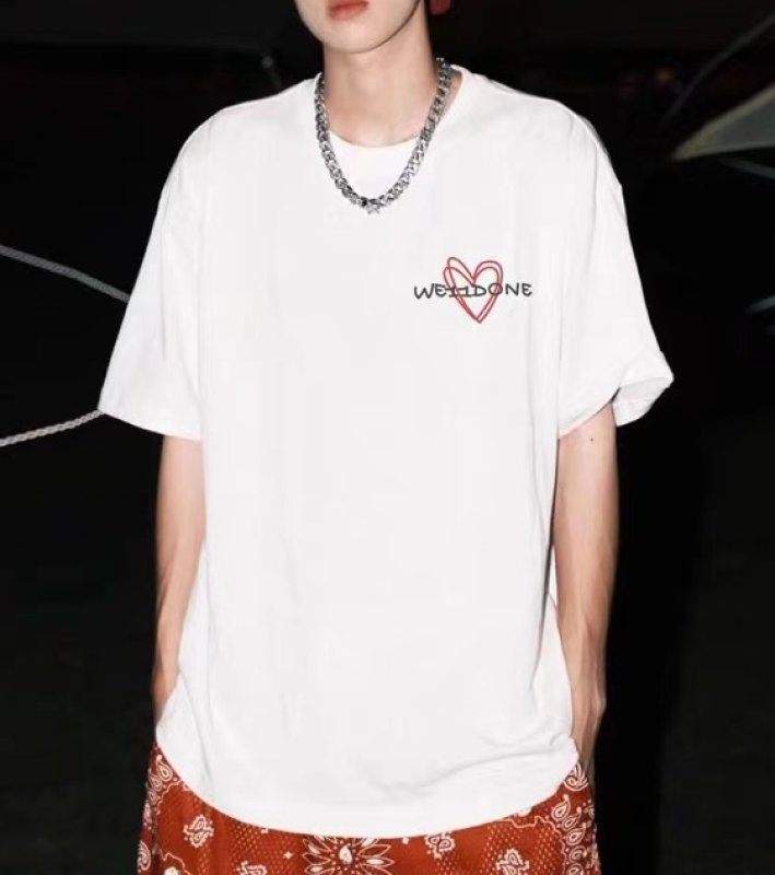画像3: Unisex Love heart one point print short-sleeved T-shirt 男女兼用 ユニセックス ラブハートワンポイントプリント Tシャツ (3)
