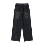 画像9:  Unisex Wave Washing Denim Heavyweight High-end Splice Jeans ユニセックス 男女兼用 ウェーブ ウォッシング デニムジーンズ (9)