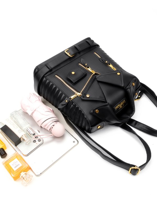 画像6: Unisex PU Leather Riders Backpack Bag ユニセックス 男女兼用 ライダース型 PUレザー バッグ バックパック リュックサック (6)