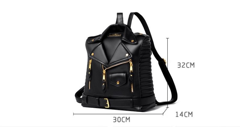 画像8: Unisex PU Leather Riders Backpack Bag ユニセックス 男女兼用 ライダース型 PUレザー バッグ バックパック リュックサック (8)