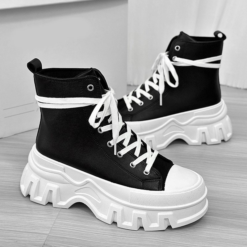 画像4: Unisex platform lace-up canvas high-top sneakers ユニセックス男女兼用厚底レースアップキャンバスハイカットスニーカー   (4)