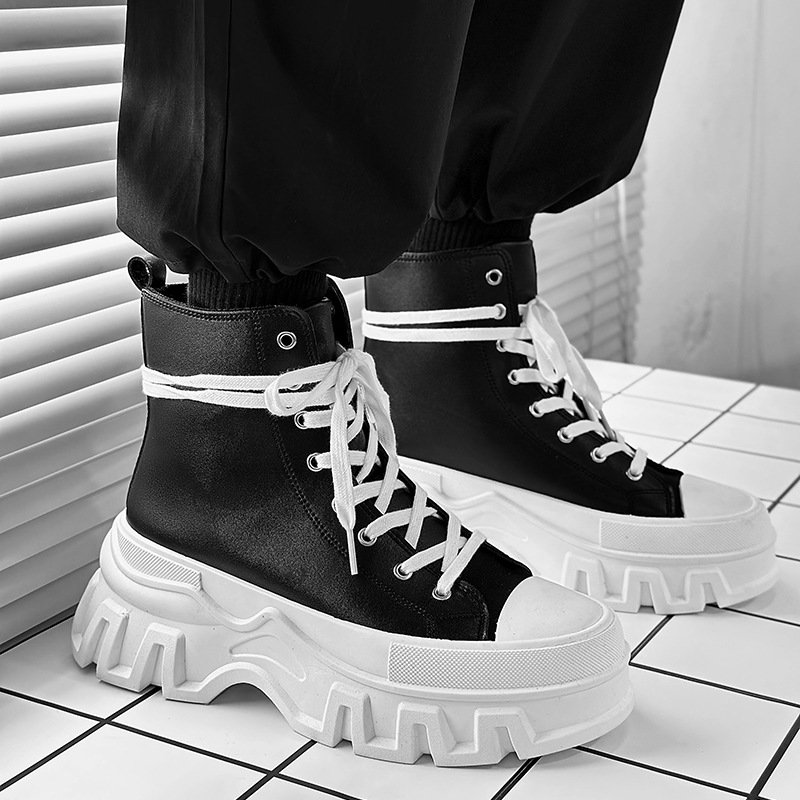 画像3: Unisex platform lace-up canvas high-top sneakers ユニセックス男女兼用厚底レースアップキャンバスハイカットスニーカー   (3)