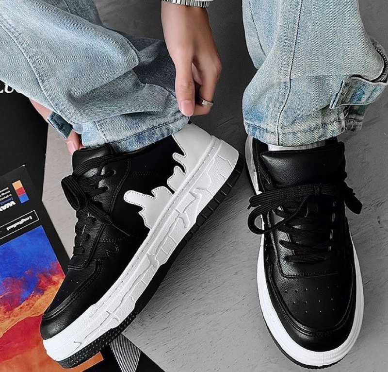 画像3: Unisex Leather lace-up platform pansue sneakers ユニセックス男女兼用厚底レザーレースアップスニーカーパンシューズ   (3)