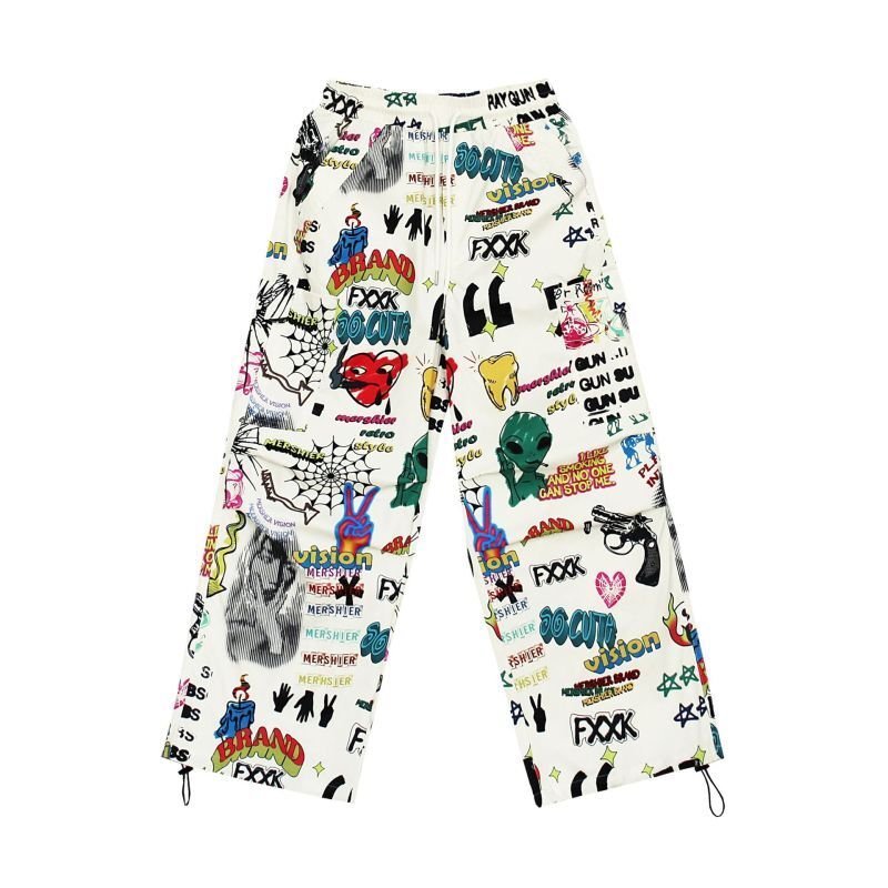画像1: Unisex Multi Color Design Loose Pant Sweat Pant  ユニセックス　男女兼用　マルチ　カラー　デザイン　ルーズ　パンツ　スウェット　パンツ (1)