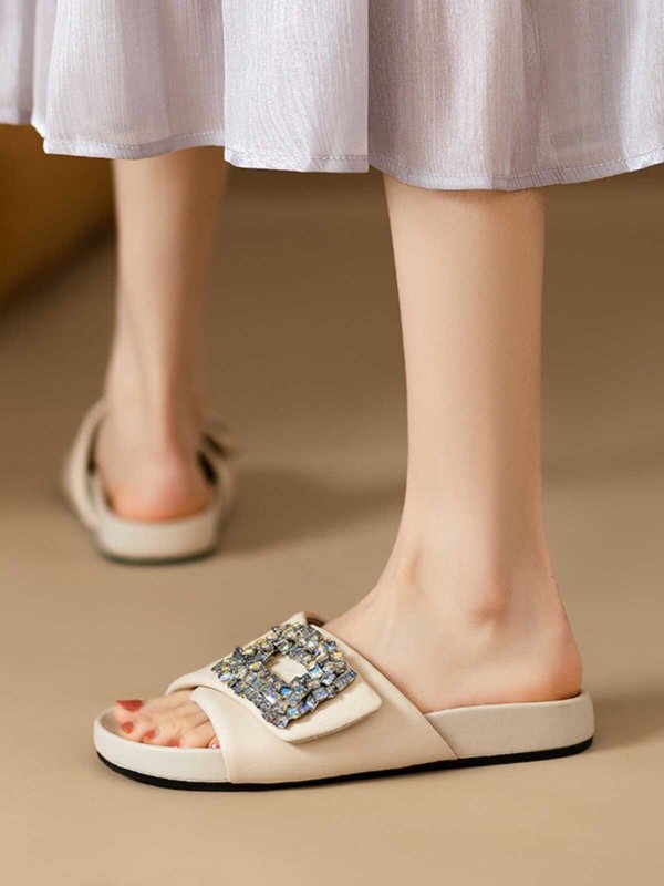 画像3: Rhinestone Flat Sandals Slippers　ユニセックス 男女兼用プラットフォームラインストーンサンダル スリッパ (3)