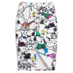 画像2: Women's Snoopy graffiti print printed pencil tight skirt スヌーピー グラフィックペイント タイト ペンシル 膝丈 スカート (2)