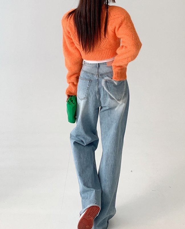 画像6: Heart pocket wide denim pants  Jeans  レディース ハートプリント デニム ジーンズ (6)