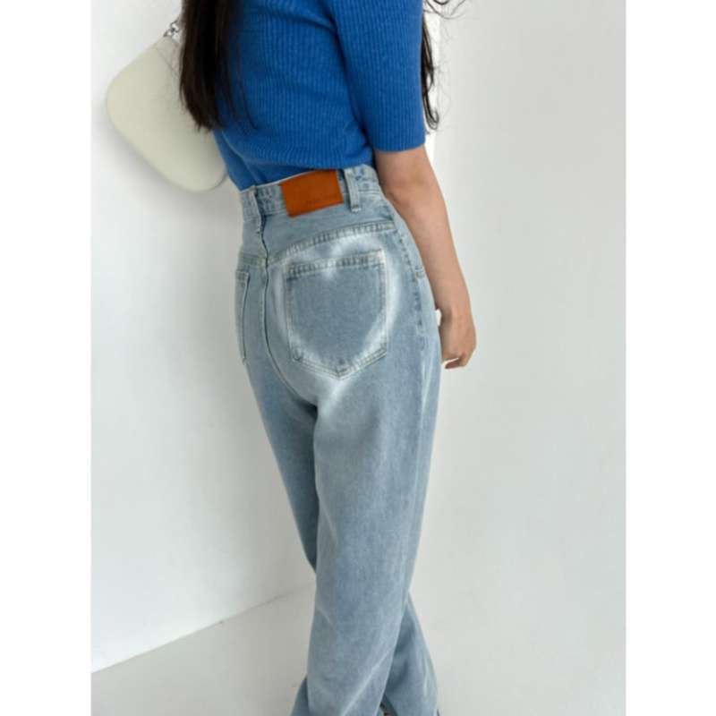 画像4: Heart pocket wide denim pants  Jeans  レディース ハートプリント デニム ジーンズ (4)