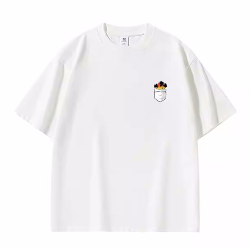 画像3: Unisex Chest pocket coconut palm tree print short sleeve T-shirt   男女兼用 ユニセックス 胸ポケットココナッツパームツリープリント Tシャツ (3)