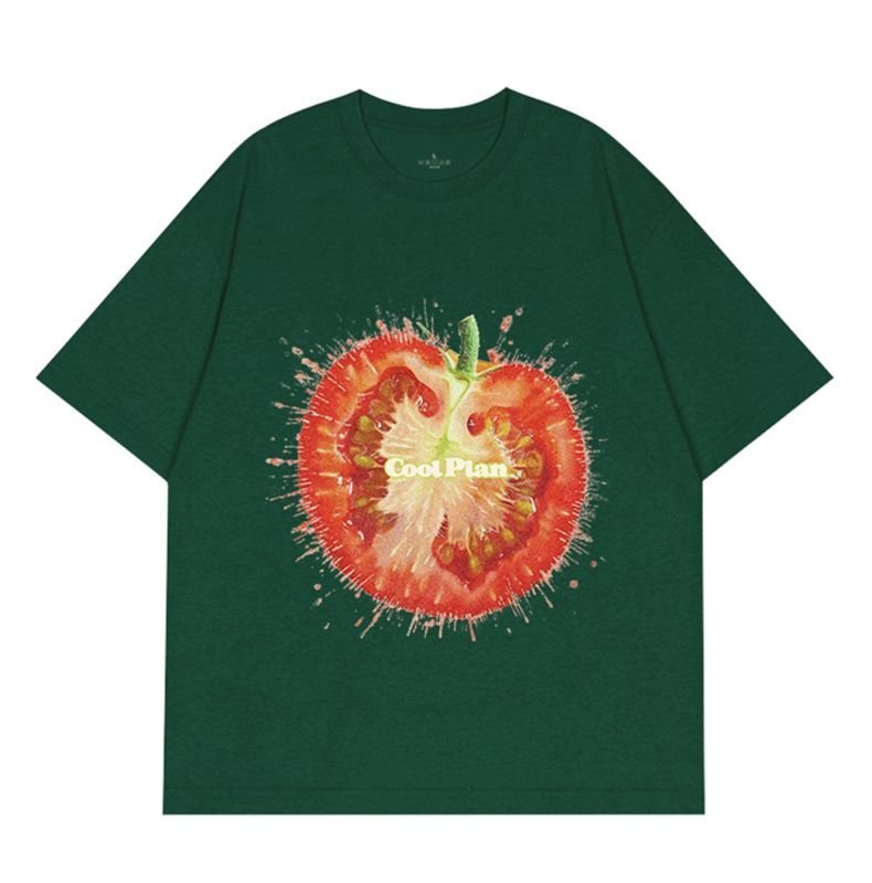 画像5: Unisex Sliced ​​tomato print short sleeve T-shirt  　男女兼用 ユニセックス 輪切りトマトプリントオーバーサイズ　Tシャツ (5)