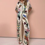 画像5: Paradise Land Tropical Print Blouse & Wide Leg Pants Set Setup  パラダイスランド南国トロピカルプリントブラウス＆ワイドレッグパンツ セットアップセット (5)