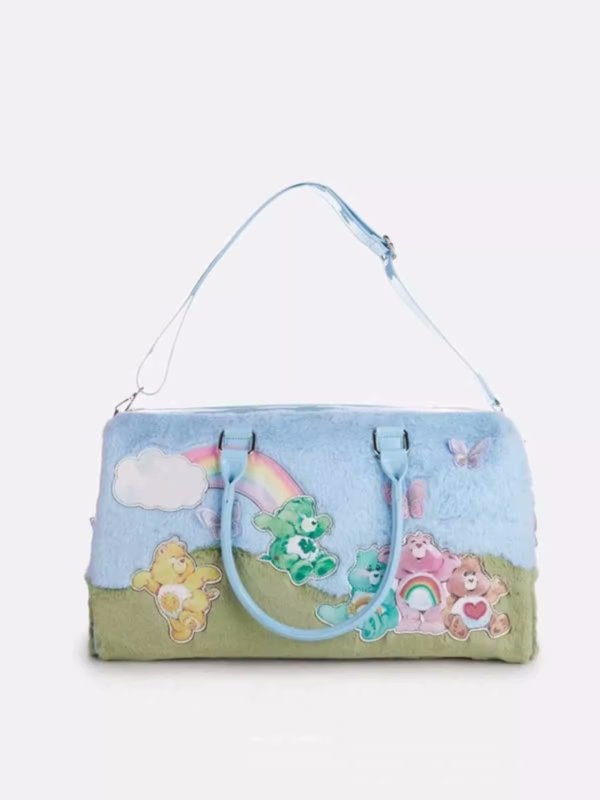 画像2: Care Bears Brightest Day Fuzzy Weekender  Boston Bag カラフル ケアベア  フェイクファーぬいぐるみ ボストン ショルダーバッグ (2)