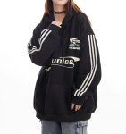 画像3: Unisex American logo three stripe hoodie　 男女兼用　ユニセックスアメリカンロゴスリーライン三本線ストライプパーカープリントスエットフーディーパーカー (3)