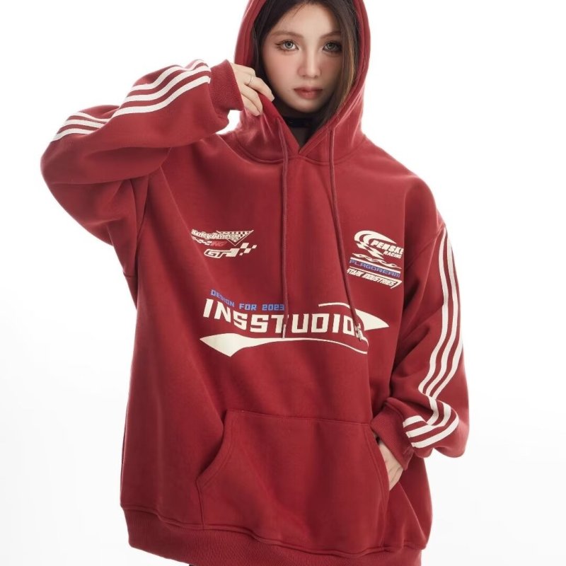 画像10: Unisex American logo three stripe hoodie  男女兼用 ユニセックスアメリカンロゴスリーライン三本線ストライプパーカープリントスエットフーディーパーカー (10)