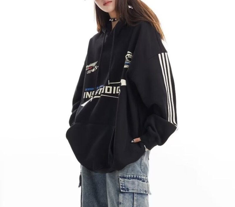 画像7: Unisex American logo three stripe hoodie  男女兼用 ユニセックスアメリカンロゴスリーライン三本線ストライプパーカープリントスエットフーディーパーカー (7)