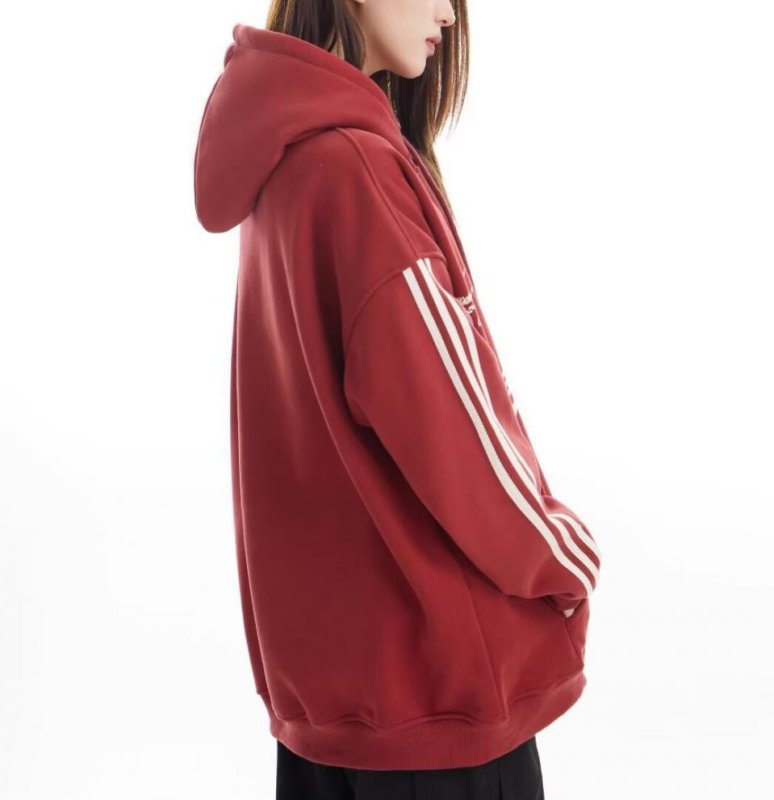 画像6: Unisex American logo three stripe hoodie  男女兼用 ユニセックスアメリカンロゴスリーライン三本線ストライプパーカープリントスエットフーディーパーカー (6)