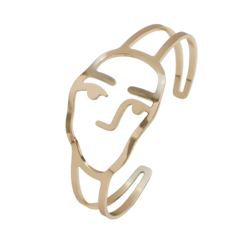 画像6: Unisex Abstract Smiley Face Design Bangle and Ring Set　アブストラクトスマイリーフェイスフェイスデザインバングル＆リングセットゴールド シルバー2カラー (6)