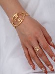 画像3: Unisex Abstract Smiley Face Design Bangle and Ring Set　アブストラクトスマイリーフェイスフェイスデザインバングル＆リングセットゴールド シルバー2カラー (3)
