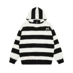 画像2: UnisexJigsaw puzzle one-point embroidery Zip-up border hoodie　 男女兼用 ジグソーパズルワンポイント刺繍 ジップアップボーダーストライプフーディ　フーディー パーカースウェット　シャツ (2)
