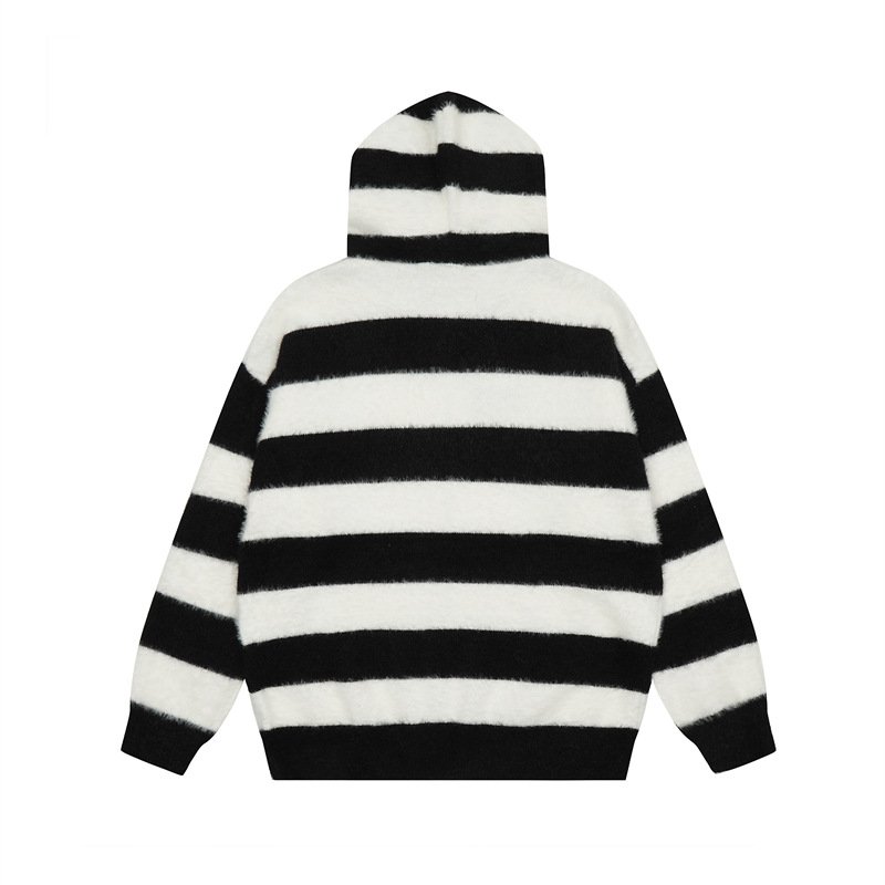 画像4: UnisexJigsaw puzzle one-point embroidery Zip-up border hoodie  男女兼用 ジグソーパズルワンポイント刺繍 ジップアップボーダーストライプフーディ フーディー パーカースウェット シャツ (4)