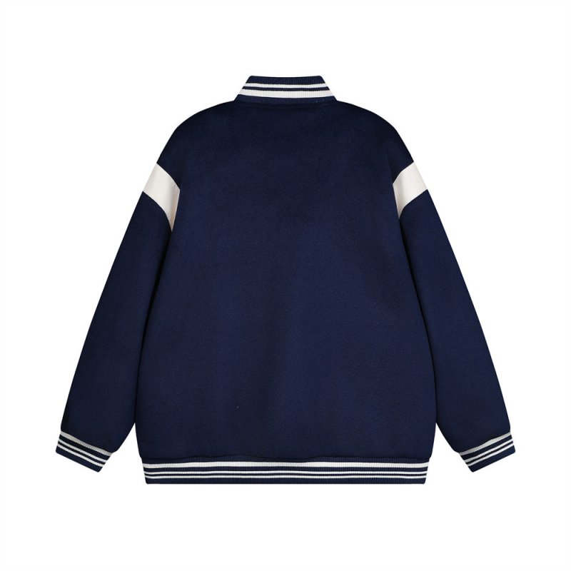 画像4:  Basic one-point logo embroidered stadium jumper Blouson baseball uniform jacket  ユニセックス 男女兼用ベーシックワンポイントエンブレムスタジアムジャンパー スタジャン MA-1 ボンバー ジャケット ブルゾン (4)