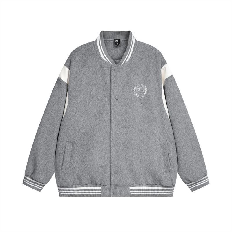 画像3:  Basic one-point logo embroidered stadium jumper Blouson baseball uniform jacket  ユニセックス 男女兼用ベーシックワンポイントエンブレムスタジアムジャンパー スタジャン MA-1 ボンバー ジャケット ブルゾン (3)