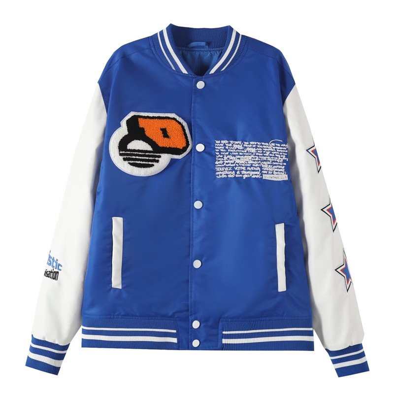 画像3: Contrast color pilot embroidered stadium jumper Pilot jacket Blouson baseball uniform jacket  ユニセックス 男女兼用スタジアムジャンパー スタジャン MA-1 ボンバー ジャケット ブルゾン (3)