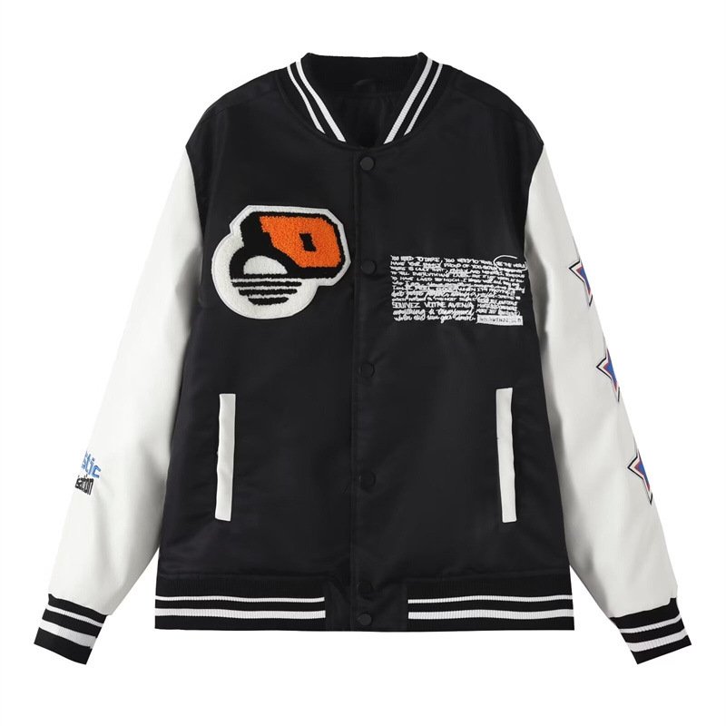 画像2: Contrast color pilot embroidered stadium jumper Pilot jacket Blouson baseball uniform jacket  ユニセックス 男女兼用スタジアムジャンパー スタジャン MA-1 ボンバー ジャケット ブルゾン (2)