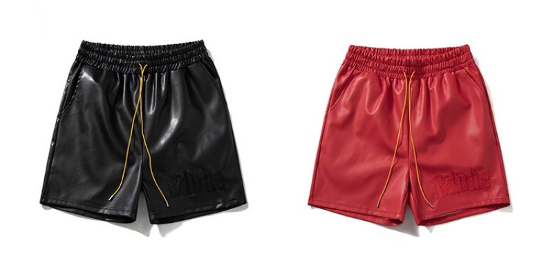 画像2: Unisex Fake Leather Logo Short Half Pants フェイク　レザー　ロゴ　ハーフ　ショート　パンツ (2)