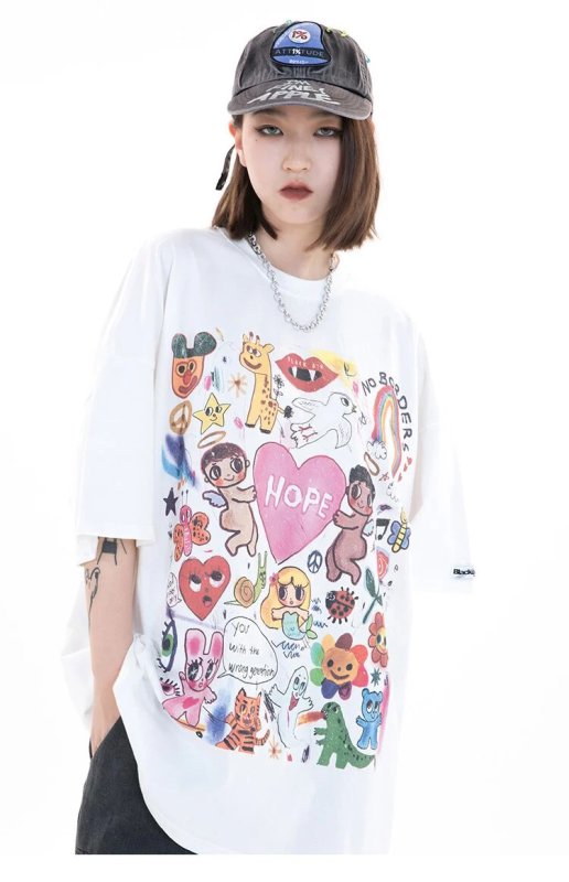 画像5: Hope Tee Pop graffiti print Tshirts  ユニセックス  男女兼用 ホープ ポップグラフィックプリントTシャツ (5)