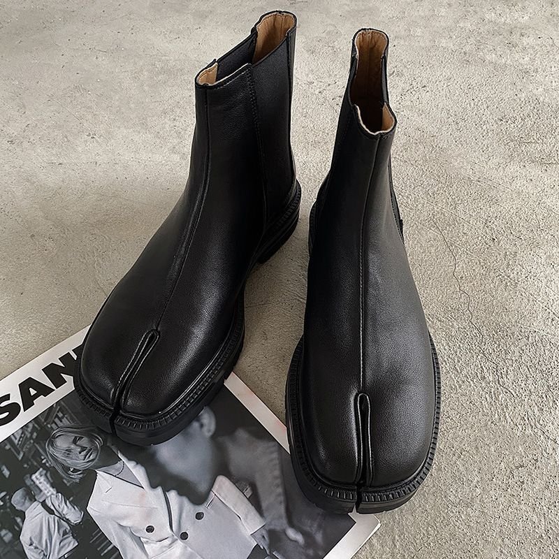 画像4: Mens Real Leather British tabi Boots shoes 本革 メンズ 男女兼用 イギリス調 ブリティッシュ 足袋 ブーツ シューズ (4)