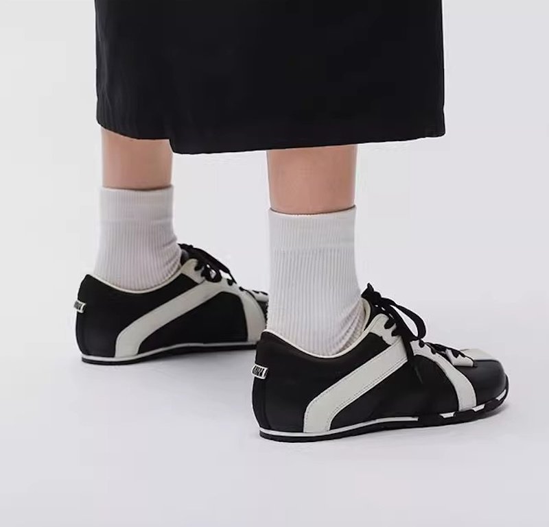 画像10: Square Toe Zebra Color Matching Lace-Up Leather Sneakers　スクエアトゥ ゼブラカラーマッチング レースアップレザースニーカー　シューズ　スニーカー (10)