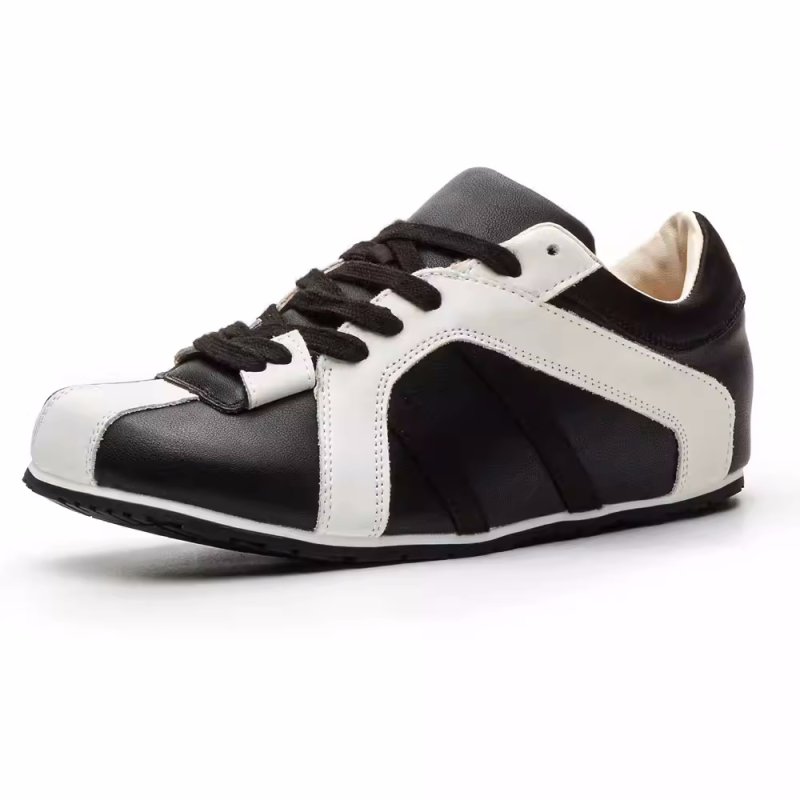 画像2: Square Toe Zebra Color Matching Lace-Up Leather Sneakers　スクエアトゥ ゼブラカラーマッチング レースアップレザースニーカー　シューズ　スニーカー (2)