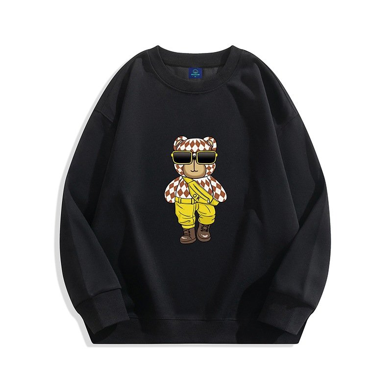 画像2: Unisex Argyle sunglasses bear print sweatshirt 　 男女兼用　ユニセックス  プリントアーガイルサングラスベア スウェットトレーナー (2)