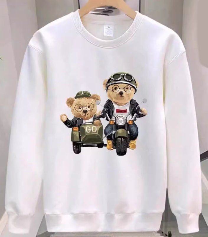 画像2: Unisex Bear Parent and Child Bike Sidecar print sweatshirt   男女兼用 ユニセックス ベア親子バイクサイドカー プリントスウェットトレーナー (2)