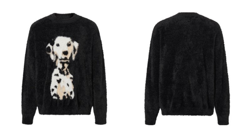 画像6: Unisex  Dalmatian knitted round neck sweater knit　 ユニセックス　男女兼用　ダルメシアン編み込みラウンドネック セーター ニット (6)
