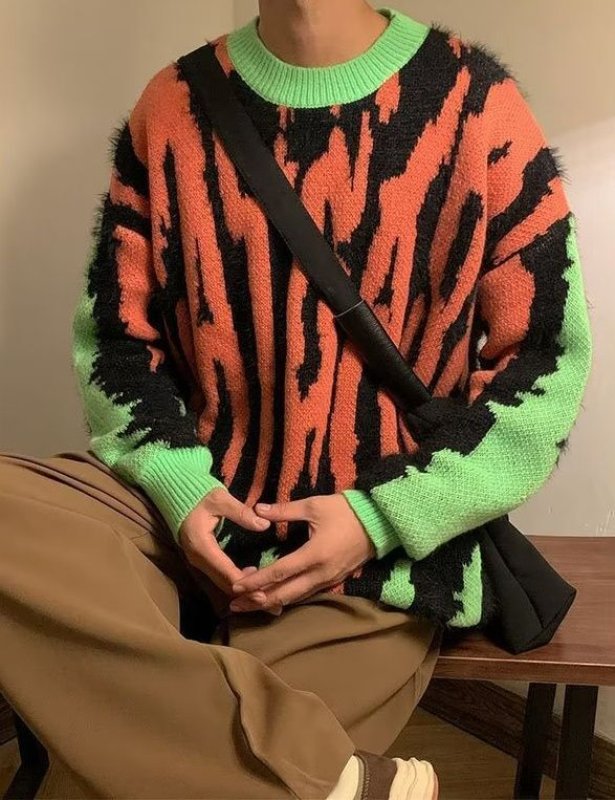 画像7: Unisex Graphic logo knitted round neck sweater knit  ユニセックス 男女兼用 グラフィックロゴ編み込みラウンドネック セーター ニット (7)