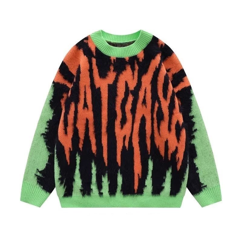 画像2: Unisex Graphic logo knitted round neck sweater knit  ユニセックス 男女兼用 グラフィックロゴ編み込みラウンドネック セーター ニット (2)