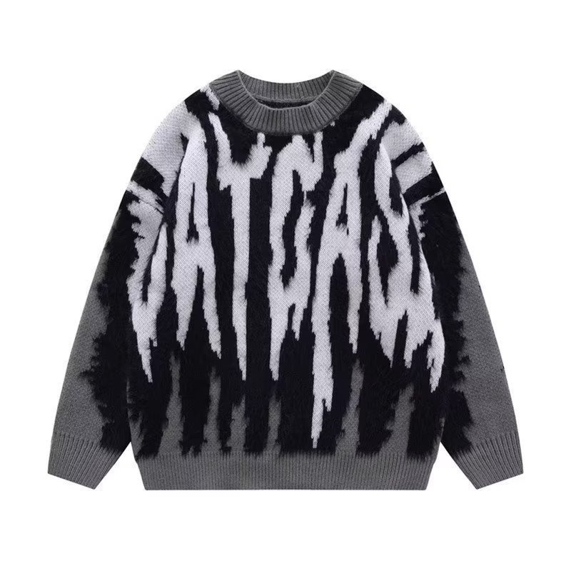 画像3: Unisex Graphic logo knitted round neck sweater knit  ユニセックス 男女兼用 グラフィックロゴ編み込みラウンドネック セーター ニット (3)