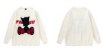 画像4: Unisex Atom knitted distressed round neck sweater knit　 ユニセックス　男女兼用　アトム編み込みラウンドネックダメージ セーター ニット (4)