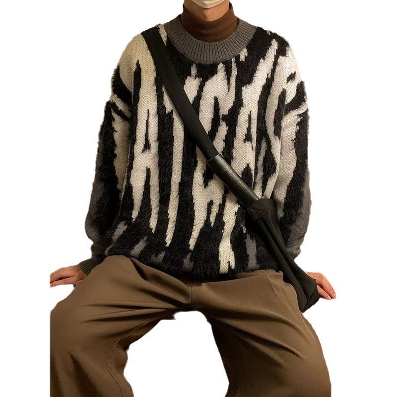 画像6: Unisex Graphic logo knitted round neck sweater knit  ユニセックス 男女兼用 グラフィックロゴ編み込みラウンドネック セーター ニット (6)