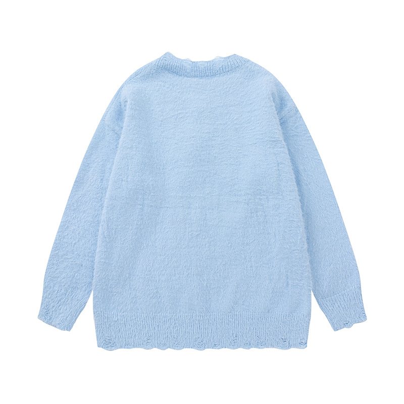 画像6: Mickey Mouse color knitted round neck distressed sweater 　男女兼用ユニセックスミッキーマウスカラーミッキー編み込みクールネックダメージセーター ニット (6)