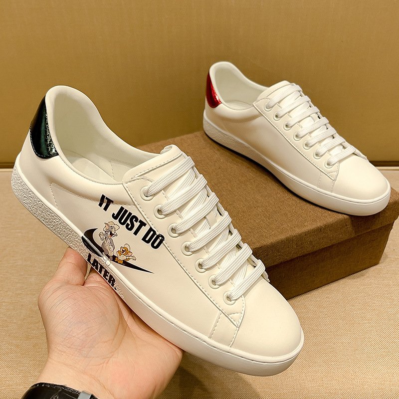 画像2: 24 Unisex Mens Tom and Jerry Paint Leather  Ace stripes mark sneakers ユニセックス メンズ 本革 レザー ライン入り エース トムとジェリー ペイント レースアップ スニーカー (2)