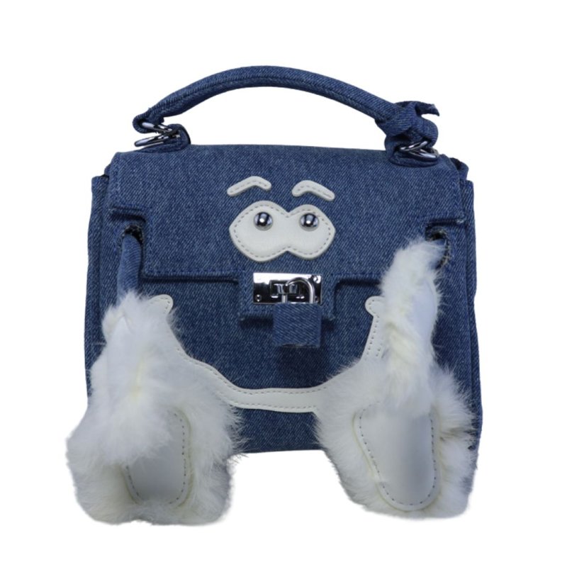 画像2: Fur Denim Ocean Doll Bag 2-way tote shoulder bag doll bag デニム ファー オーシャン ドール バッグ トートショルダー２WAYバッグ (2)