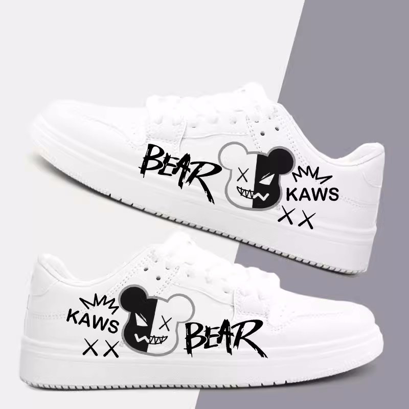 画像4: Unisex kaws leather lace-up low-cut and high-cut sneakers ユニセックス 男女兼用 KAWS カウズローカット&ハイカット レザー スニーカー レースアップ シューズ (4)