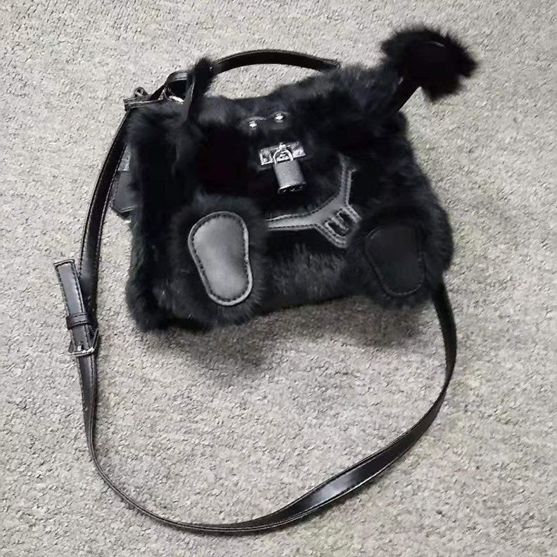 画像4: Fur Denim Ocean Doll Bag 2-way tote shoulder bag doll bag デニム ファー オーシャン ドール バッグ トートショルダー２WAYバッグ (4)